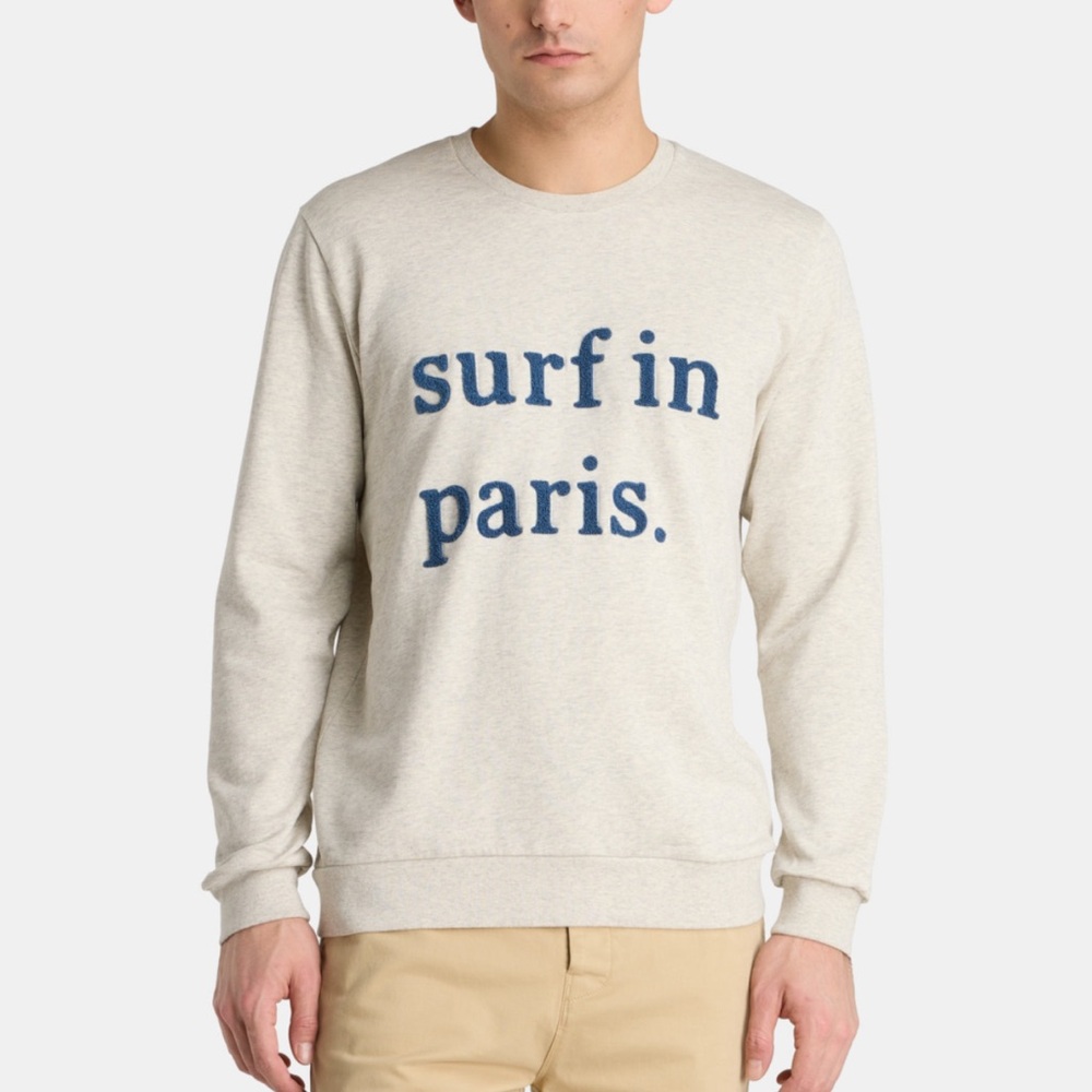 Cuisse de Grenouille Cream Sweatshirt with 'Surfin Paris' Text